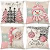 Christmas Pillowcase Decorative Linen Printed Porch Courtyard Sofa Home Decoration Pillowcase