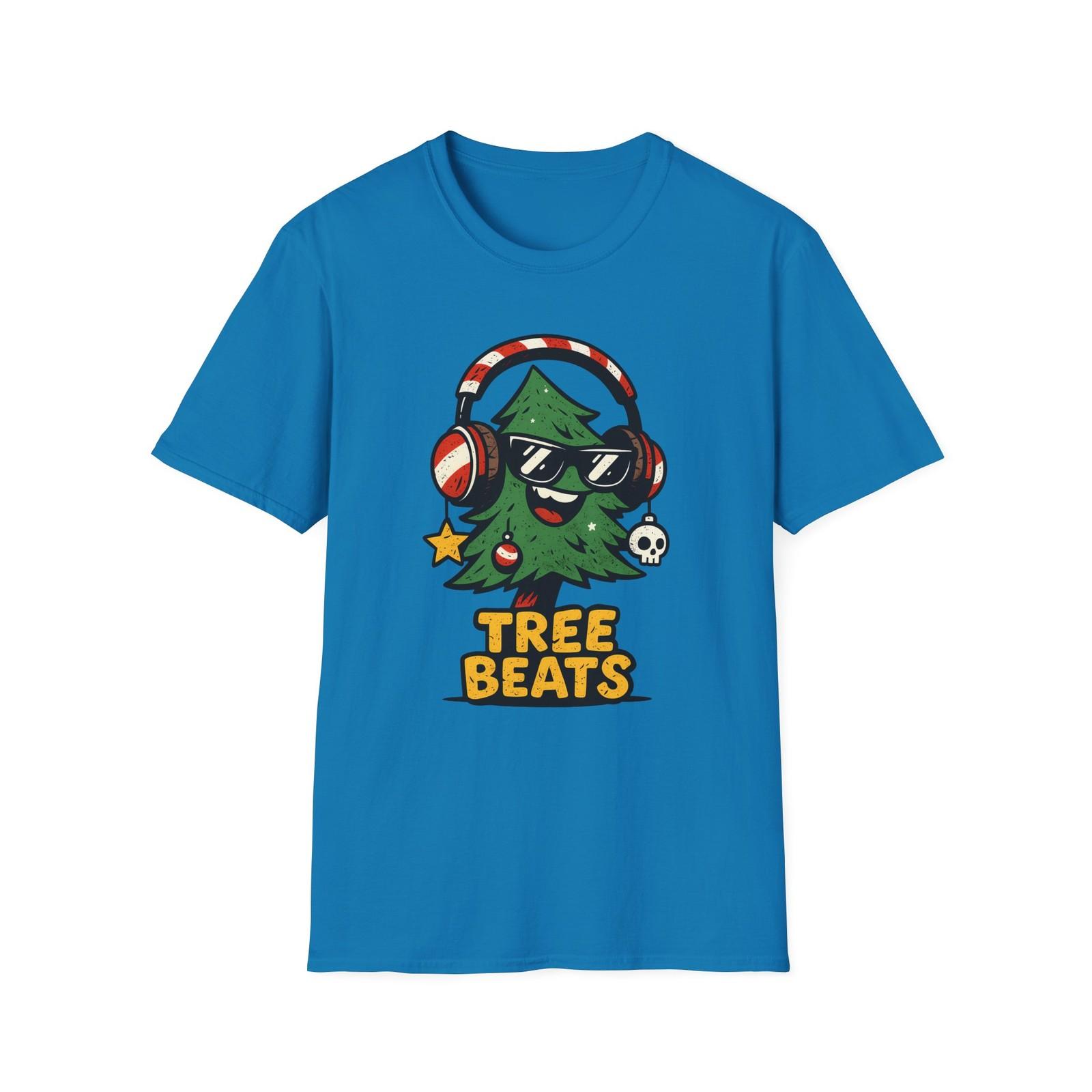 Unisex Softstyle T-Shirt Mens Womens Tees Top Punk Christmas Tree Headphones Funny Holiday Christmas L