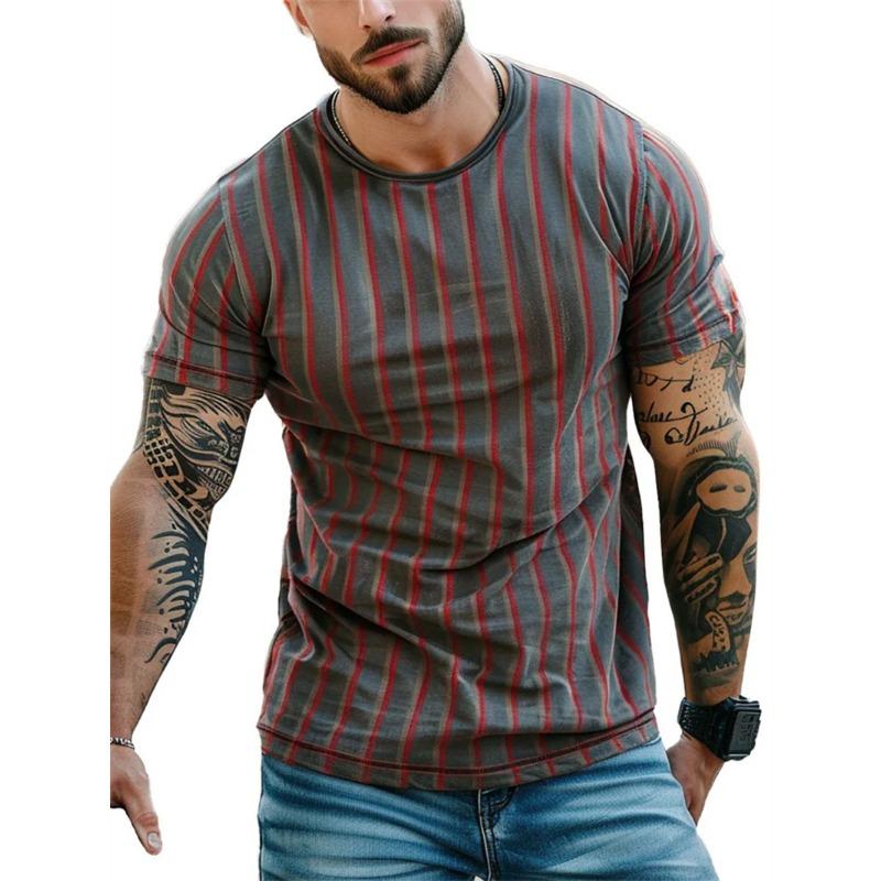 Fashion Stripe 3D Printed T Shirts For Men Summer Casual Crew Neck Short Sleeve T-shirt Loose Quick Dry Breathable Tees Tops