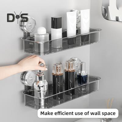 Wall Mounted Suction Cup Storage Rack Strong Load-bearing Easy To Install Bathroom Caddy Soap Makeup Storage Shelf