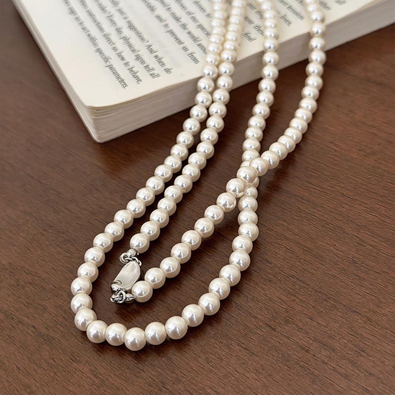 

Light Luxury Niche Ingot Buckle Long Glass Pearl Temperament Highlight Pearl Necklace Women S Long Chain Sweater Chain
