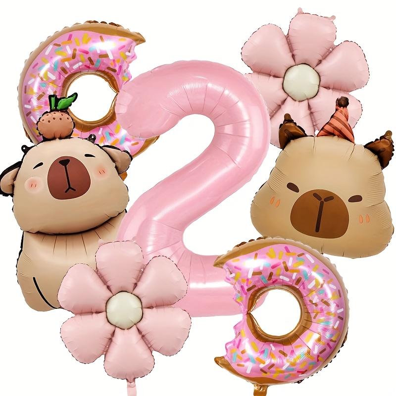 7pcs Capybara Themed Balloon 32 Inch Pink Numbers 1-9 Birthday Balloon Set Children's Party Decoration Birthday Surprise Gifts