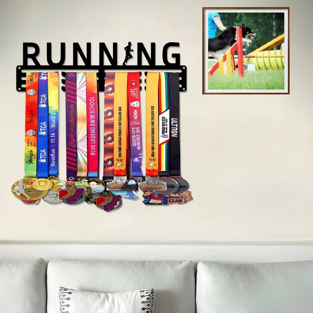 1pc Metal Medal Holder for Runners, Wall Mount Display for Medals and Hats, 11.81 Inch Iron Decor for Living Room Bedroom Porch, Gift for Athletes