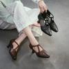 Retro Genuine Leather Pointed Toe High Heels Commuting Versatile And Breathable Women's Sandals
