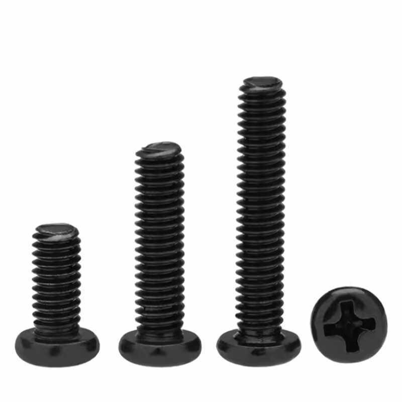 Black Plated Cross Pan Head Machine Screws for Electronics and Household Repair - Sizes M2 to M6