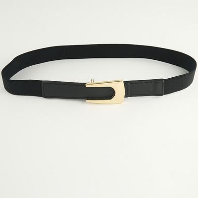 Beautiful Elastic Band Belt 2.5cm Black Elastic Band Fashionable Gold Color Buckle Convenient Belt for Woman