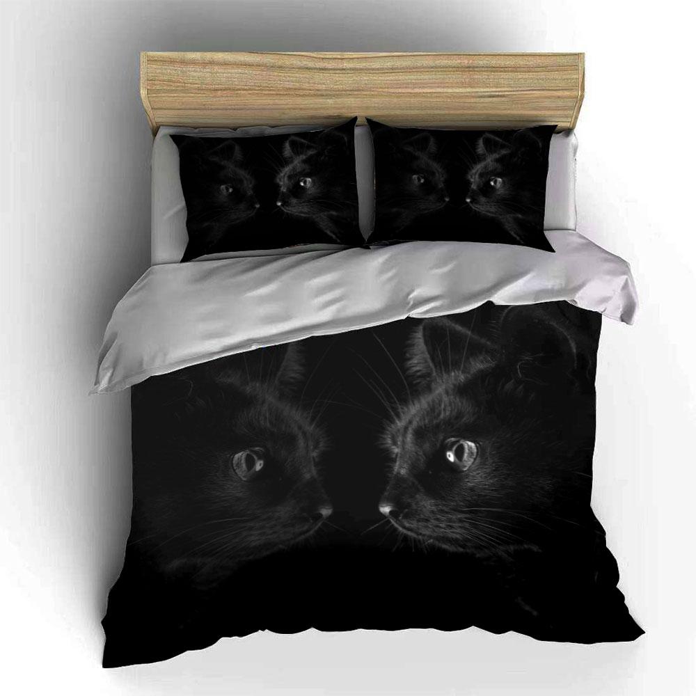 Black Cat Reflection Bedding Set Bedding Duvet Cover Set Duvet Cover Pillowcases (1 * Duvet Cover 2 * Pillowcases, Without Duvet Insert)