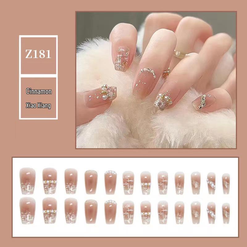 

Wearable Fake Nails: Cinnamon Scent, Pearl Finish, Gentle & Skin-Whitening