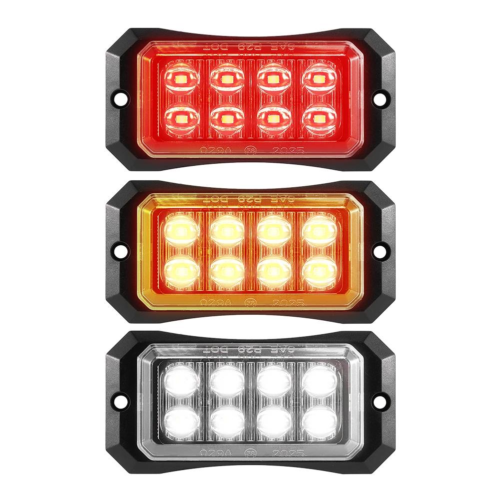 4/8/12 LED Truck LED Side Marker Light Strobe Flash Warning Light 12-24V Waterproof Lens Light for Trucks & Trailers