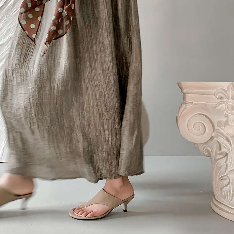 Krazing Pot Suede Mules Summer Size 40 Outside Slippers Flip Flops Stiletto High Heels Women Peep Toe Sandals