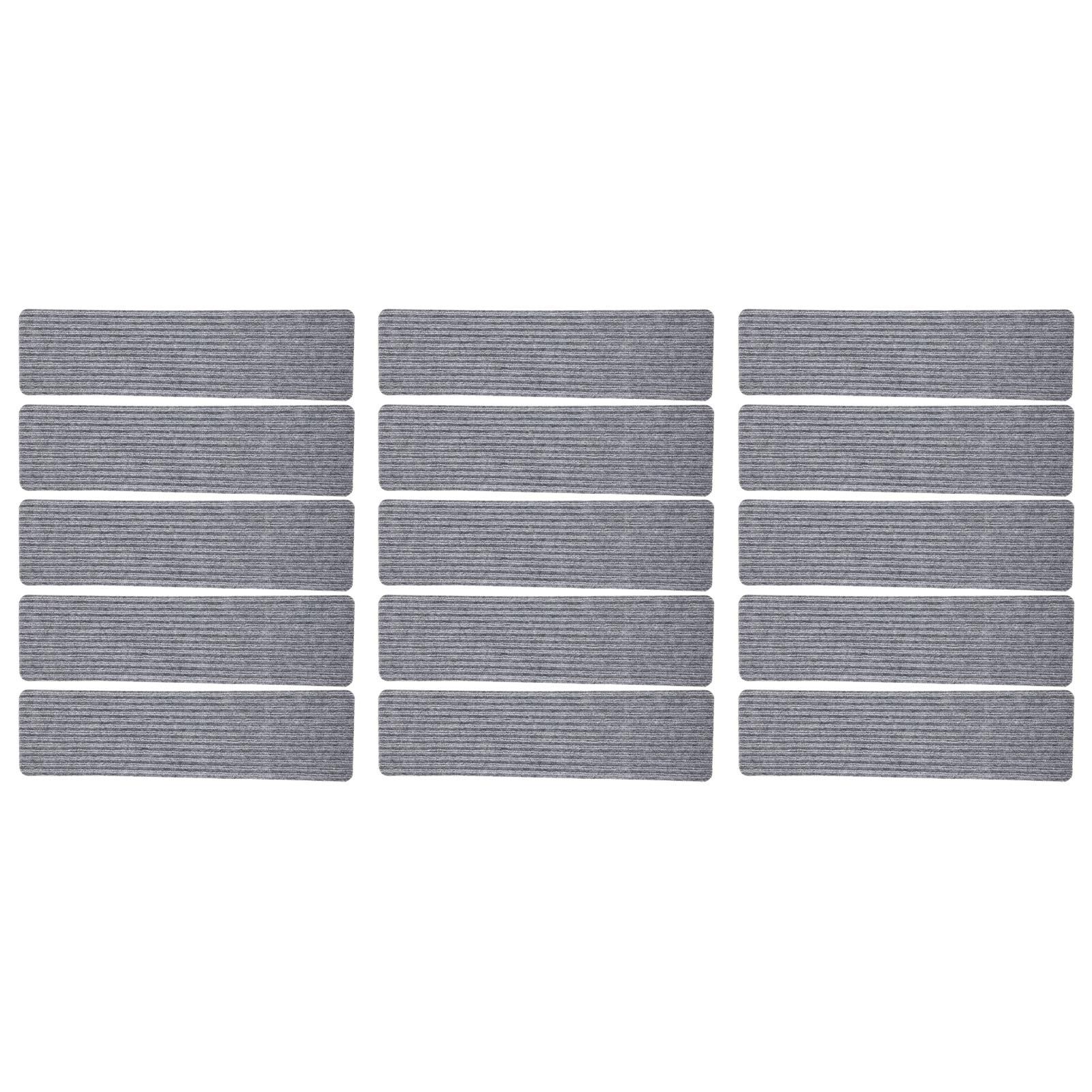 

15 шт. режущихся ступеней из полиэстера, нескользящие, мягкие, самоклеящиеся, полосатые напольные коврики для лестниц серый