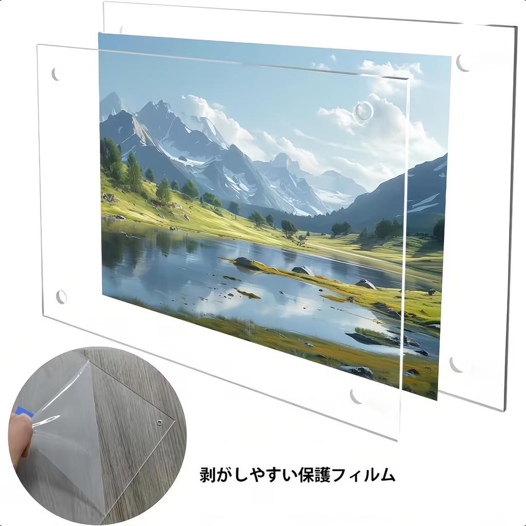 CraftoNova Clear Acrylic Photo Stand Wall Landscape Portrait Poster Picture Stand 297 X Frame, & Mount, & Compatible, 2-Sided Display, Frame, (A3