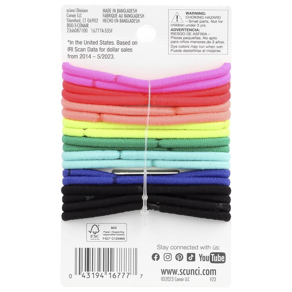 No Damage® Elastic, All Hair, Medium Hold, Assorted Colors, 18 Pack