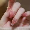 24pcs-Gradient Color Manicure Peach Design Oxed Love Peach Bow Color Changing with The Sun Light  3D Wearing Nail
