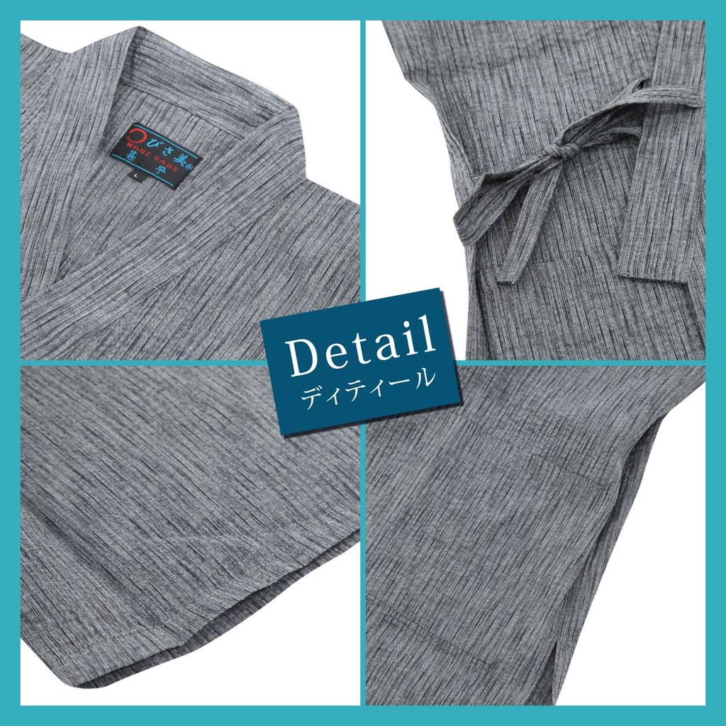 Edoten Herren Jinbei aus Shijira-Webstoff, Kühle Sommerbekleidung, 100% Baumwolle, Original bedrucktes Retro-Goldfischmuster, Hellgrau, Größe M