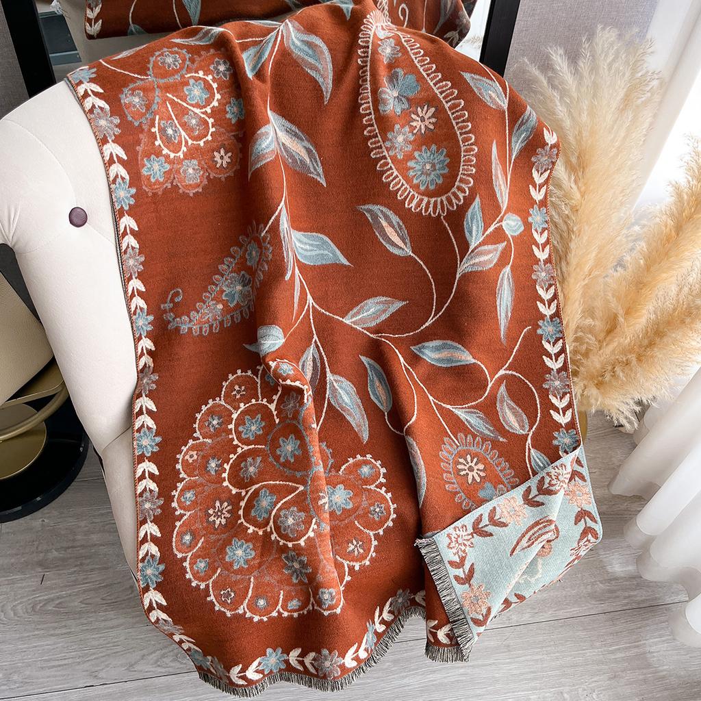 Women Thicken Luxury Winter Paisley Two-Sided Cashmere Jacquard Scarves High Quality Wrap Shawl Ladies Wool Pashmina Scarf