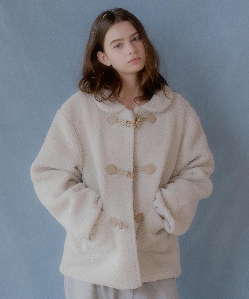 LETTER FROM MOON Pnine Shearling Buckle Jacket (Ivory)