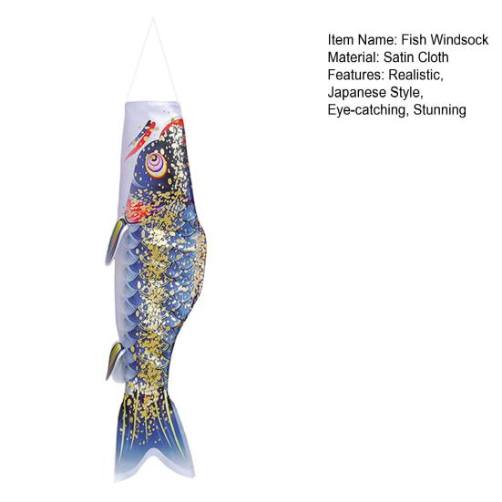 Japanese Carp Windsock Outdoor Hanging Fish Shaped Flag Kite Wind Socks for Garden Backyard Home Sushi Bar Restaurant Decoration