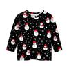 Children's 3/4 Sleeve Tops Casual Christmas Print T Shirt Round Neck Pullover Blouse