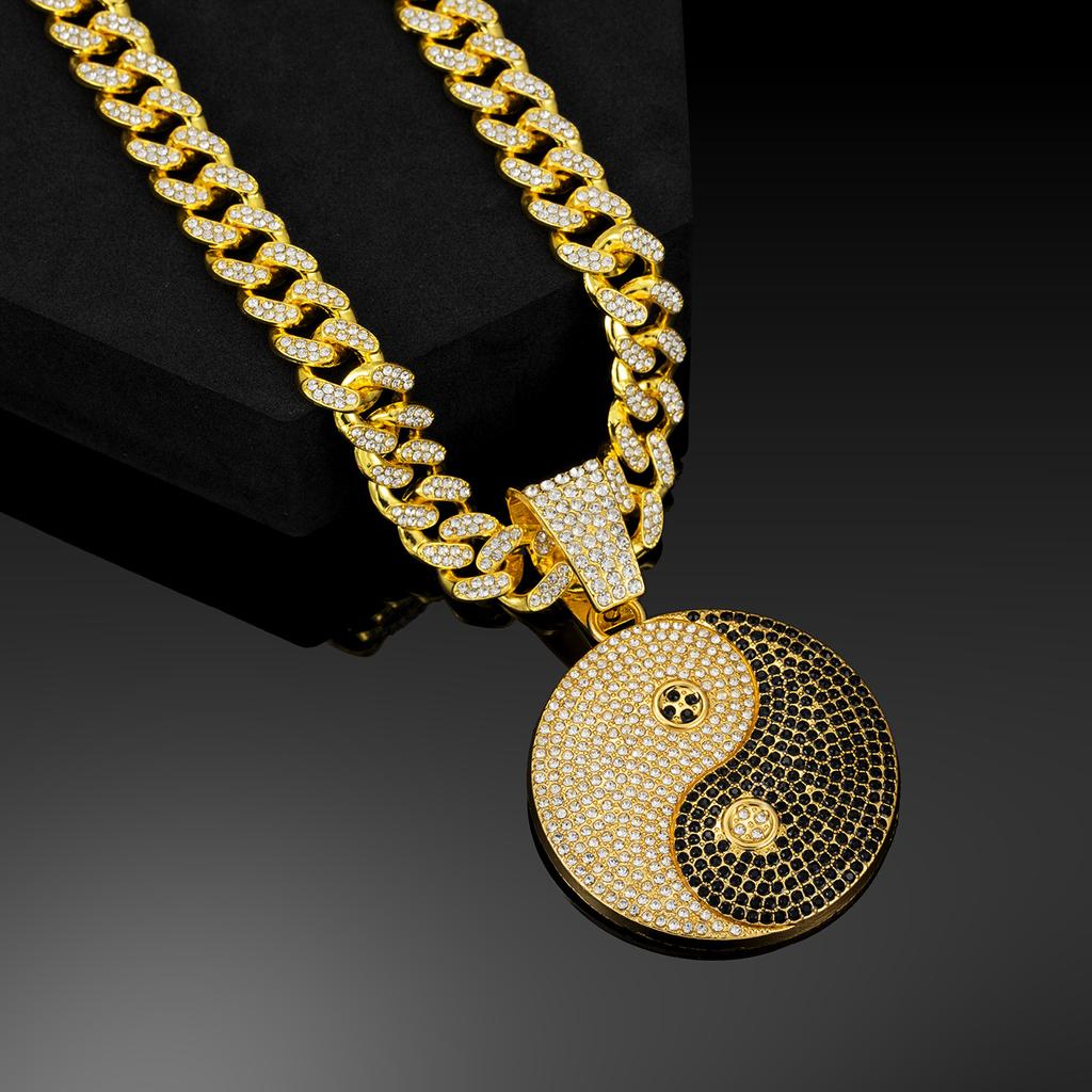 New Men's Hip Hop Cross-Border Trend Tai Chi Diamond Miami Cuban Necklace, Fashion Accessories