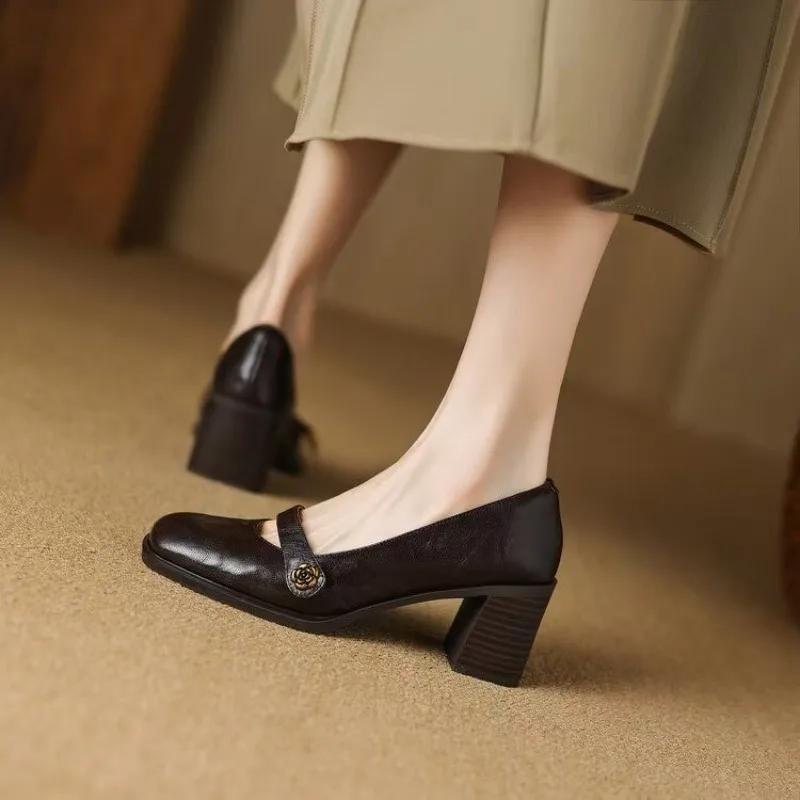 

Модные женские туфли-лодочки, новая мода, весна-осень, роскошные туфли на высоком каблуке, массивные дизайнерские туфли-лоферы на платформе, черные, коричневые, повседневные, для вечеринок, базовые 38 коричневый