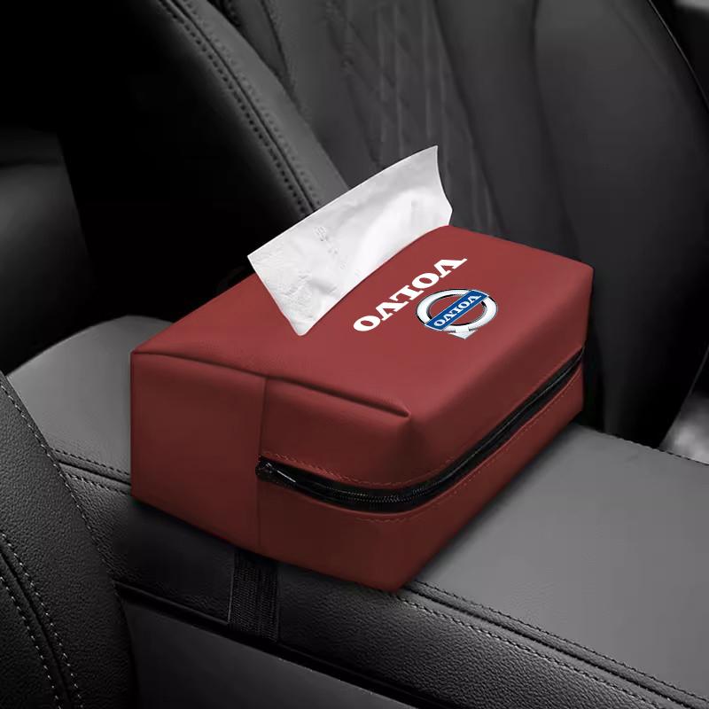 Auto-Taschentuch-Organizer-Tasche Papiertuch-Aufbewahrungsbox Zubehör für Volvo XC90 V90 V60 XC60 V40 S80 S60 S90 C40 XC40 V70 Ventilkappe