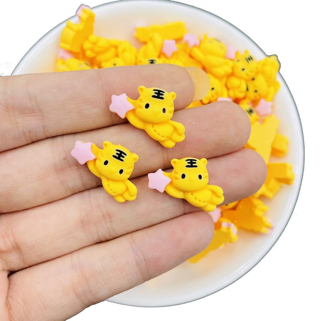 20 Piezas Nuevos Animales Lindos Tigre Cabujones de Resina de Fondo Plano Scrapbook Manualidades para Pendientes Pasador Joyería Decoración Accesorios A127