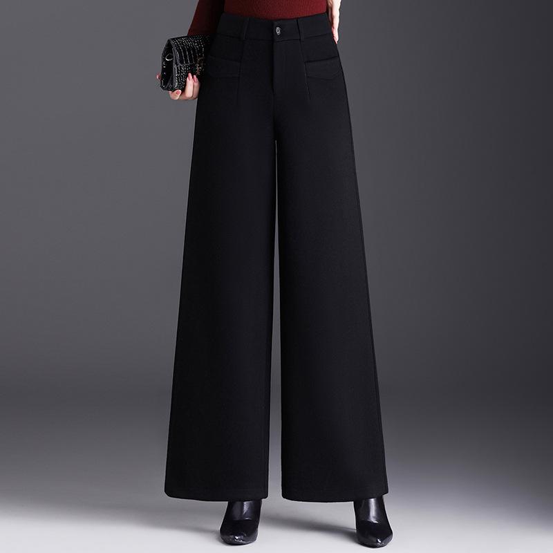 Women's Wool Blend High-Waisted Wide-Leg Pants - Autumn/Winter 2026 Fashion