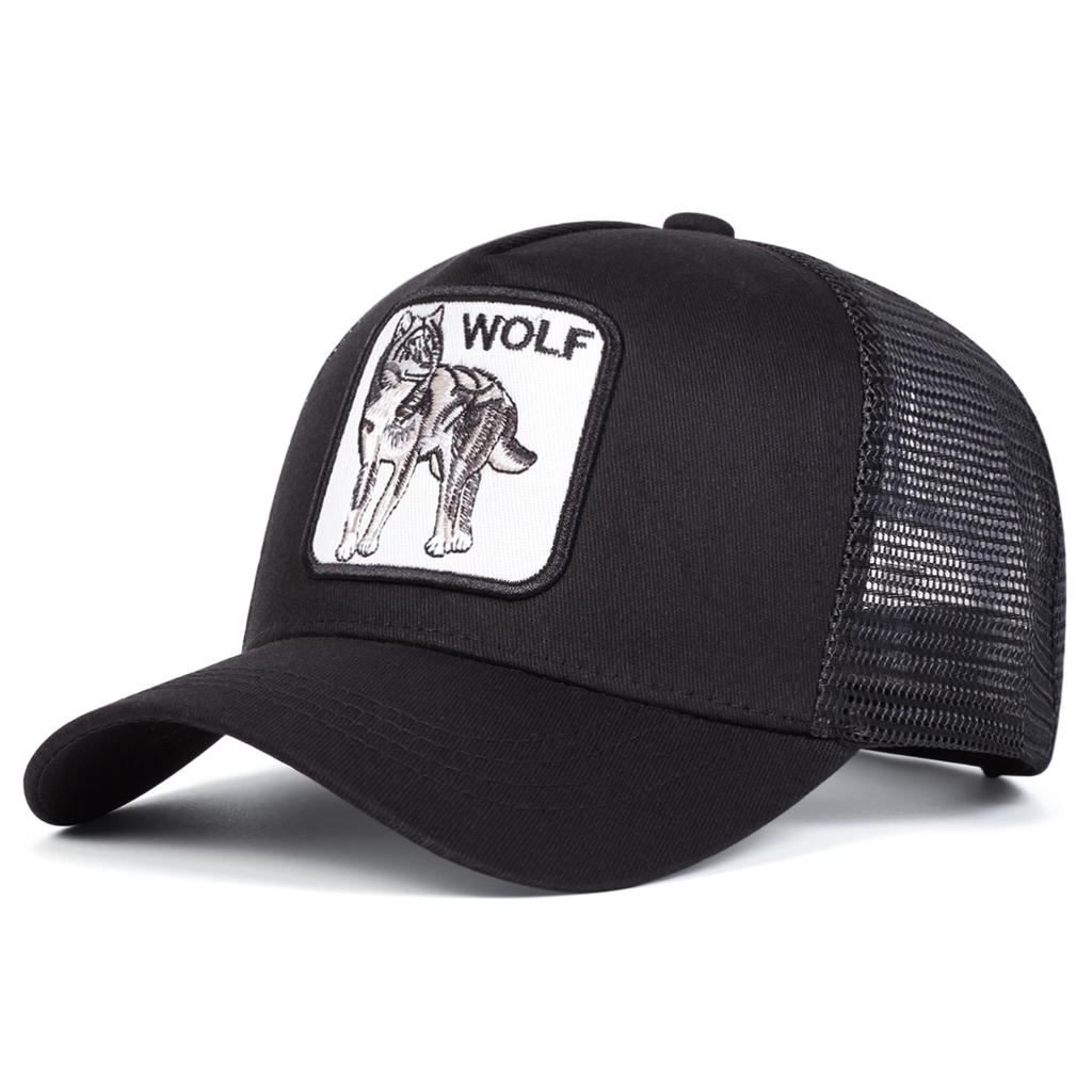 Frühling und Sommer Wolf Stickerei Sonnenschutz Hut Outdoor Atmungsaktive Baseball Cap Unisex Sport Hip Hop Caps Mesh Hüte