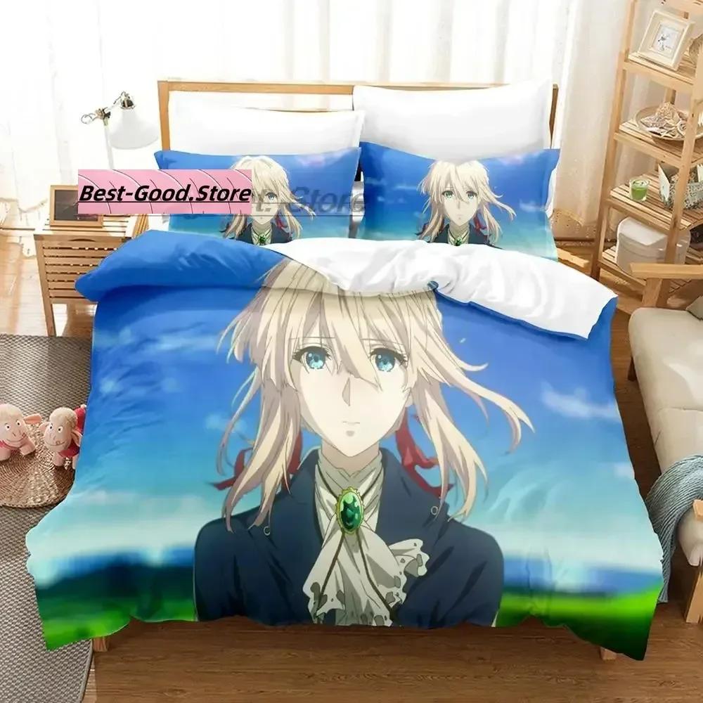 Violet Evergarden Bedding Set Single Twin Printed Bed Set With Pillowcase Duvet Cover Soft Single Double Queen Super King Size