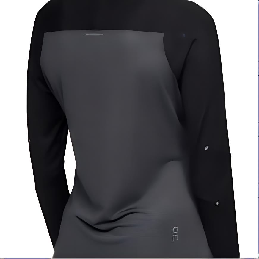 On Performance Lg Sleeve Breathable Round Neck T-Shirt Women tops Black Eclipse 1WE10320106