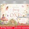 Fairy Theme 1st Birthday Backdrop Beige Mushrooms Wildflowers Cottage Photo