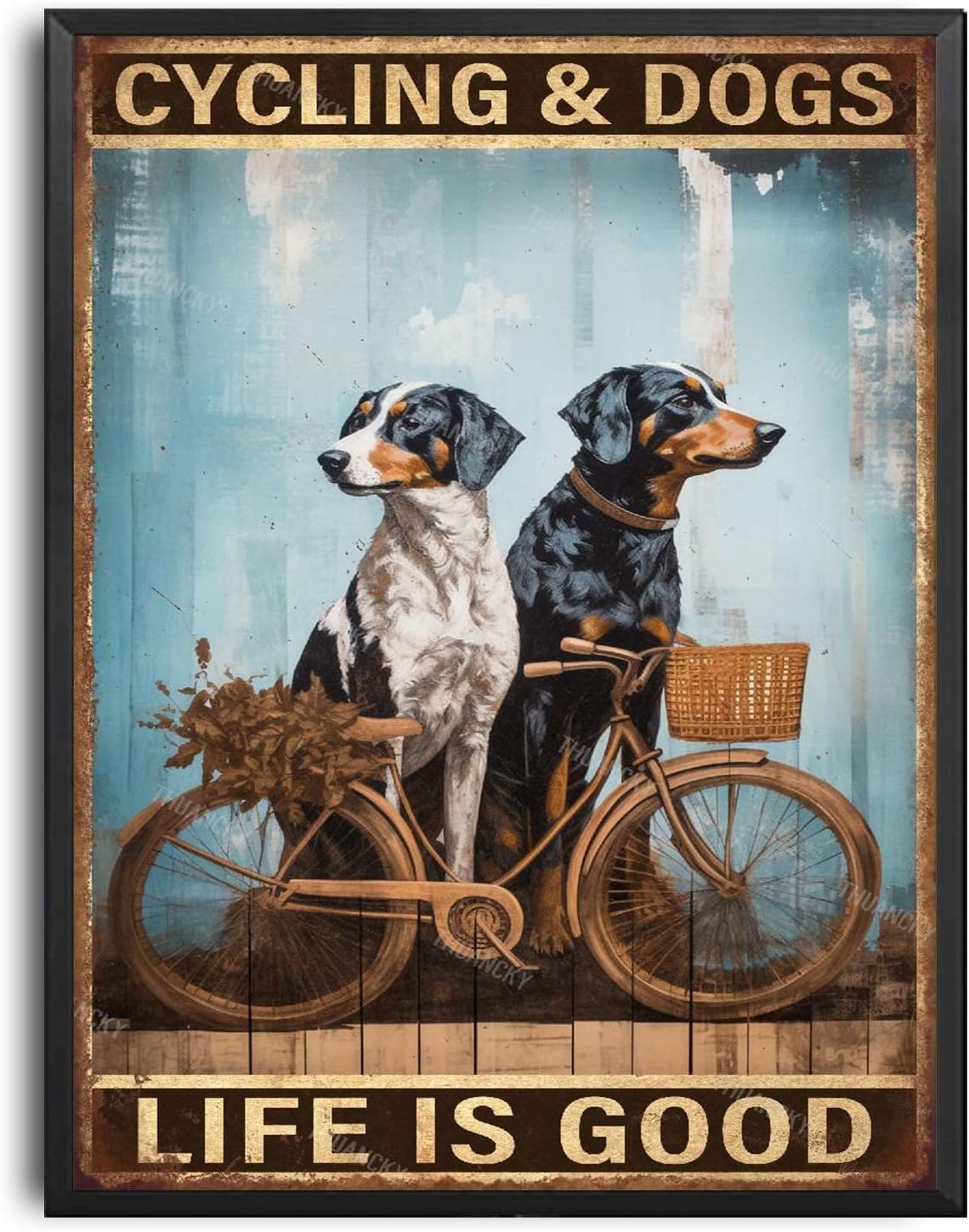 

THUANCKY Retro Tin Sign Dog Lover Dog Cycling Dog Vintage Metal Tin Sign Kitchen Metal Sign Vintage Bar Home Bathroaluminum 20x30cm（7.8x11.8inch）