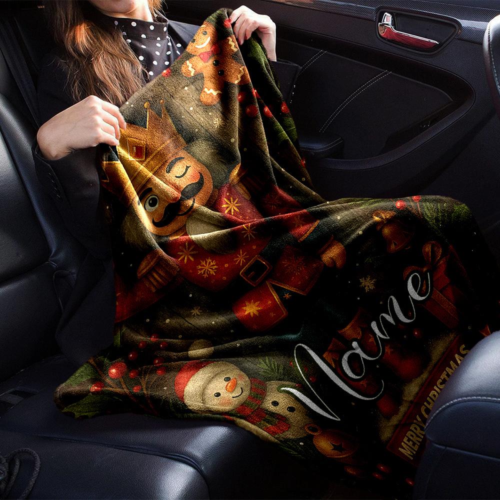 Festive Nutcracker And Holly Christmas Scene Blanket Allseason Blanket Christmas Home Decorgift Sofa Bed Travel Camping Christmas Style Colorswarm