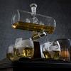 Nautical 1000ml Whiskey & Wine Decanter Set - Includes 4 Globe Glasses Elegant Home Bar Gift for Men and Dad