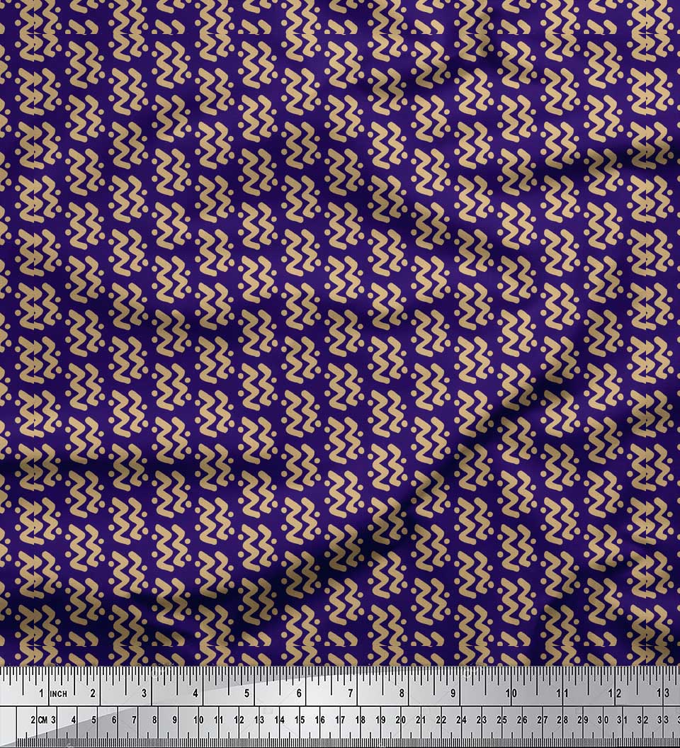 

Soimoi Brown Japan Crepe Satin Fabric Brush Stroke Abstract Print Fabric by metre 42 Inch 42 Inch Wide - Poly Crepe синій