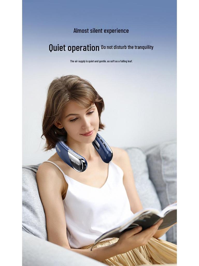 USB Rechargeable Neck-Hanging Bladeless Fan - Portable Handheld for Office & Sports
