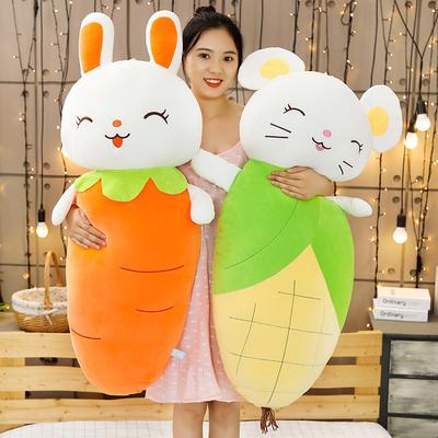 Carrot Bunny Mouse Throw Pillow Long Pillow Plush Toy Sleeping Pillow Bed Doll Birthday Gift Female
