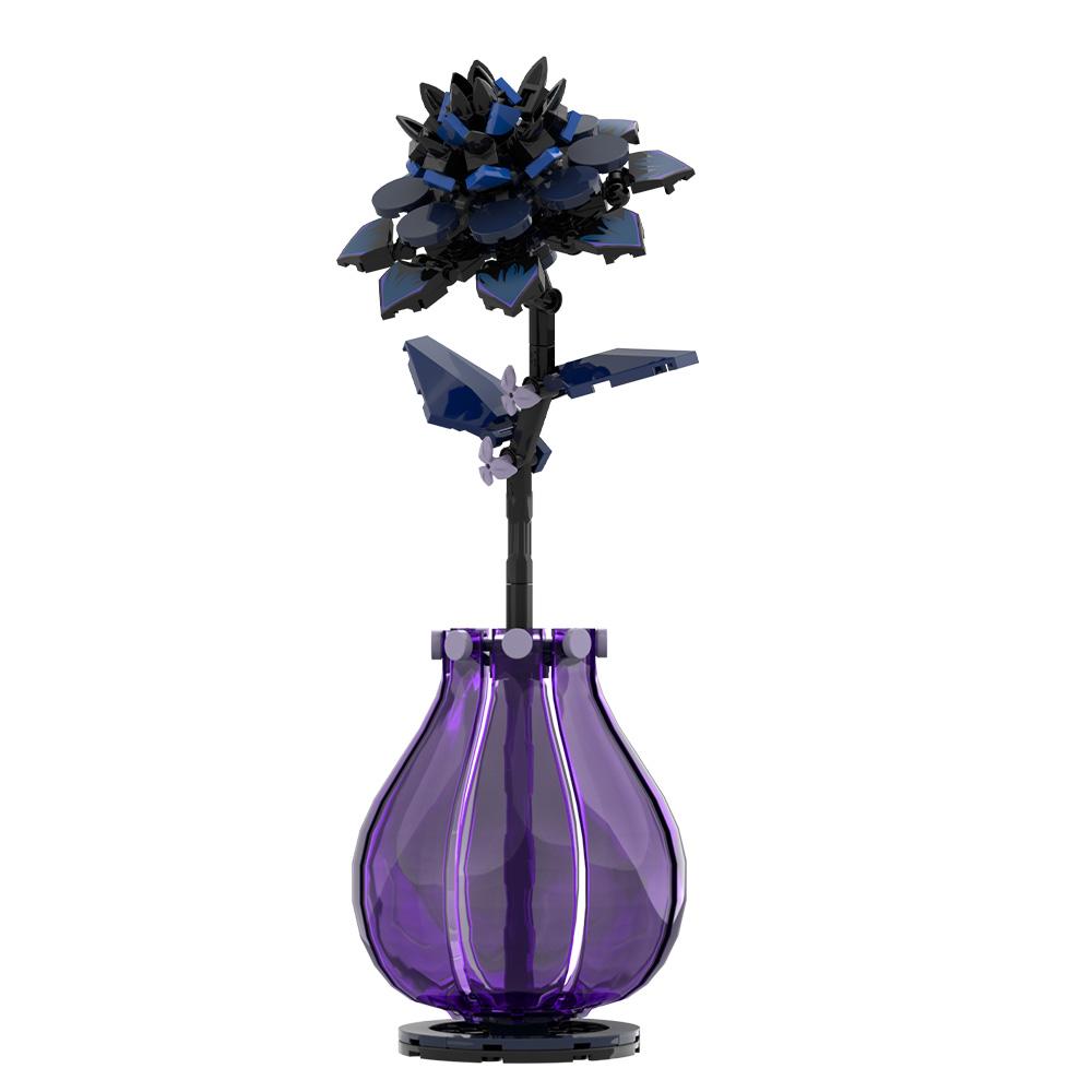 Gobricks MOC Dahlienblüten Steine Modell Gotische Lila Rote Pflanze Romantischer Blumenstrauß Bausteine Spielzeug Geschenk