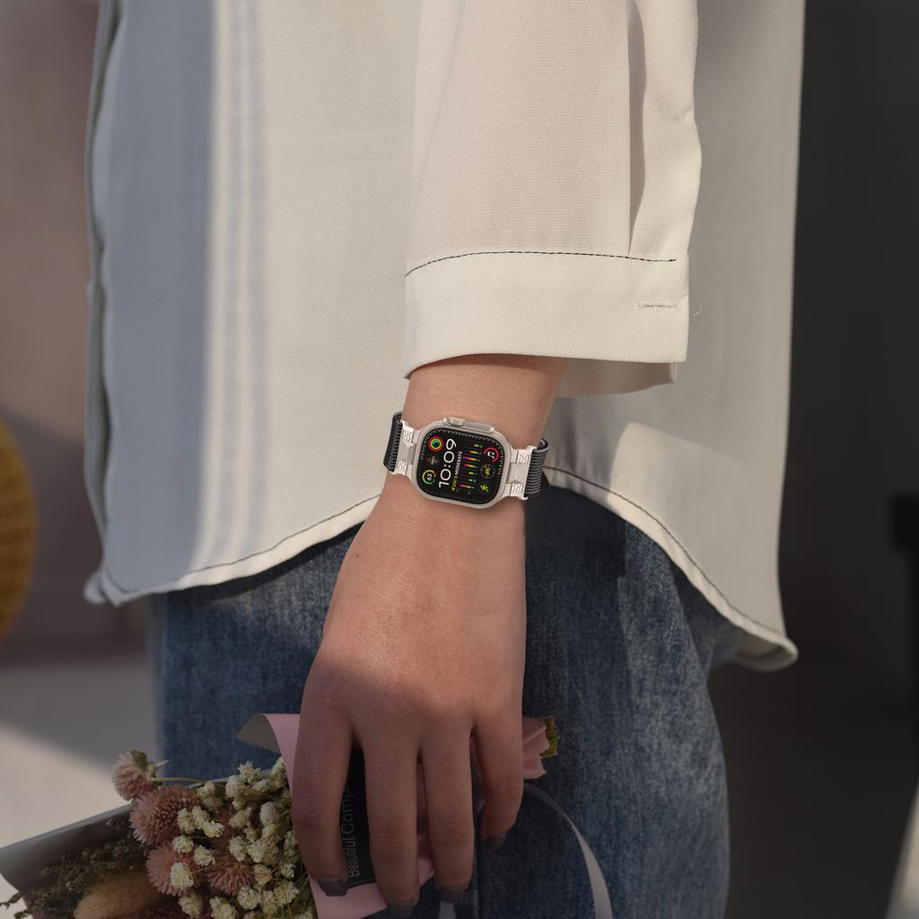 KALEBOL KLB-YJHHNL-001 Für Apple Watch 10 46mm/Ultra 2/Ultra 49mm/9 8 7 45mm/SE (2023) SE (2022) SE 6 5 4 44mm/3 2 1 42mm Nylon Uhrenarmband