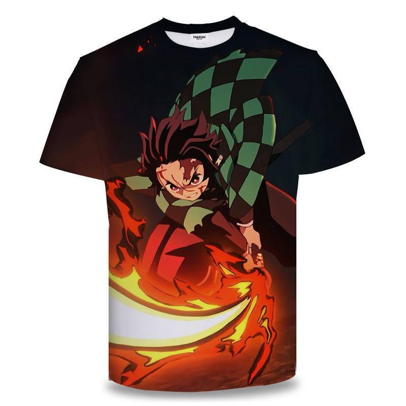 Summer Hot Demon Slayer Tanjiro Sun & Water Breathing 3D Print Quick Dry T-shirt Casual Sport Tops