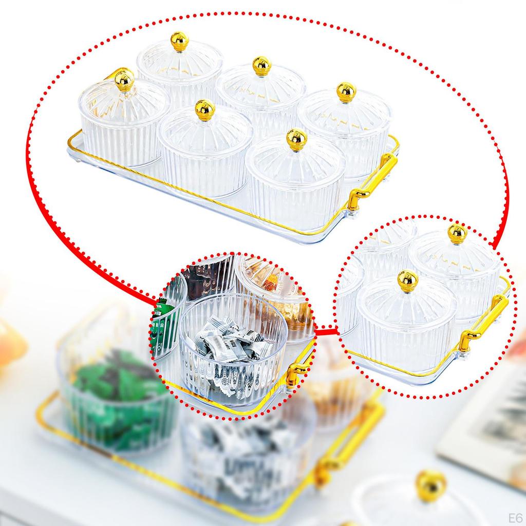 Dried Fruit Snack Serving Tray Dish with Lid Snacks Divided Kitchen Storage Jar