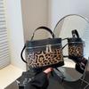 Contrasting Leopard Print Box Small Square Bag Storage Versatile Fashion Trend Handbag Single Shoulder Messenger Bag Women's Bag