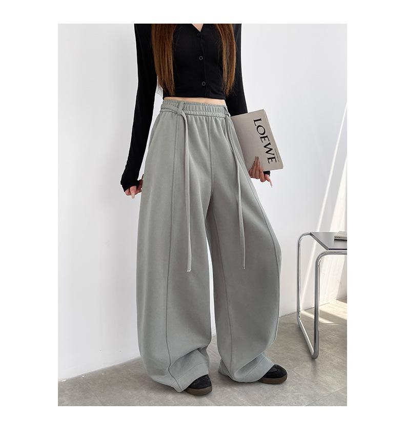 Premium Women's Cotton Wide-Leg Drawstring Pants - Versatile Fall/Winter Casual Wear