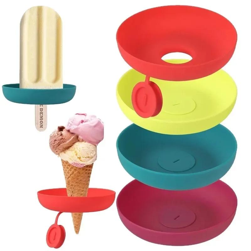 Silicone Popsicle Holder Drip Proof Reusable Mess Free Ice Cream Stand Outdoor Summer Snack Activity Easy Clean Ice Cream Holder