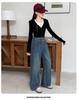 2025 Girls' Embroidered Wide-Leg Jeans: Spring/Fall Casual Straight-Leg Pants for Medium & Big Kids