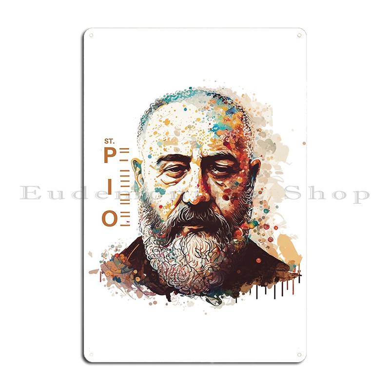 Mosaic Of Father Pius Padre Pio Metal Plaque Kitchen Designing Rusty Customized Wall Decor Pastor Tin Sign Poster