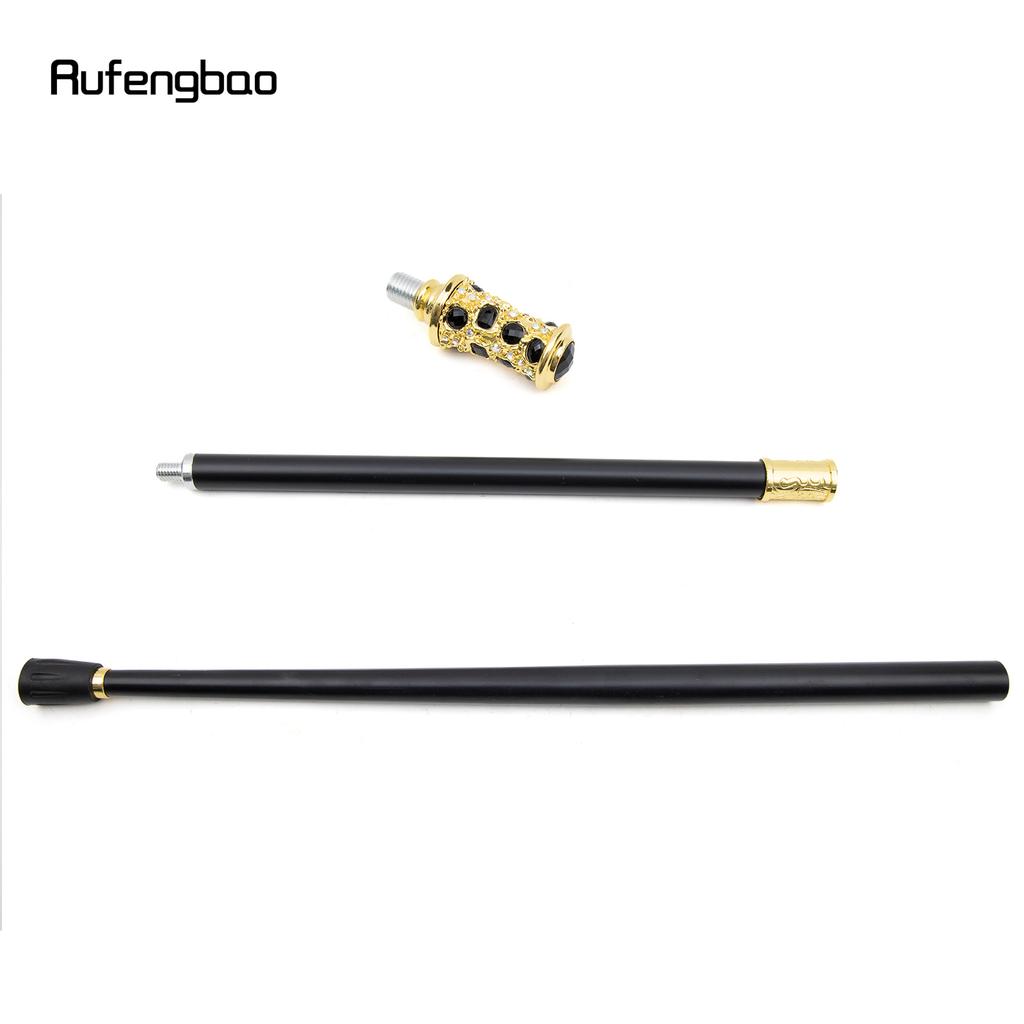 Black Artificial Diamond Walking Cane Fashion Decorative Walking Stick Gentleman Elegant Cosplay Cane Knob Crosier 93cm