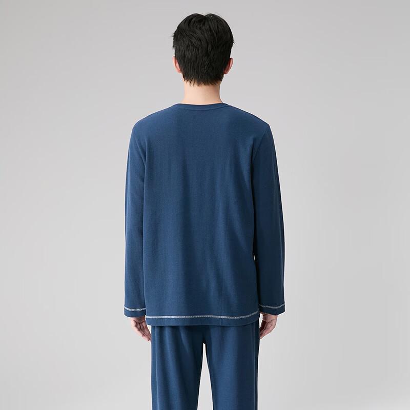 FENTENG Men's Waffle Knit Long-Sleeve Loungewear Set