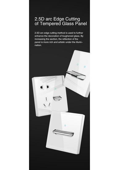 86 Type Creative White Glass Bedside Wall Switch with Indicator Light